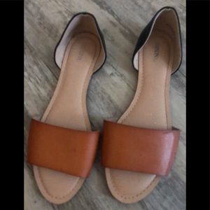 Merona Tan and Black slip on sandals